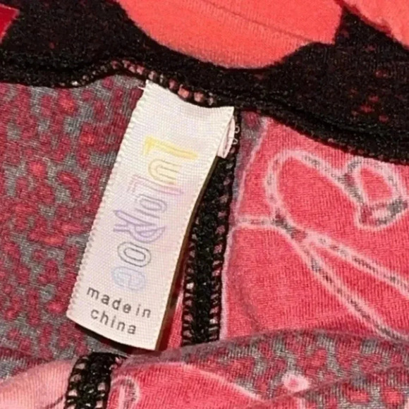 Lularoe Valentine’s Women Hearts Red Pink Jogging Bottom Tights Pants OSFA - Picture 4 of 5